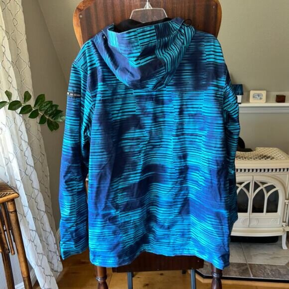 Ride Snowboard Mens Large Gatewood Blue Striped Snowboading Skiing Winter Jacket - Picture 10 of 11